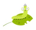 Green Caterpillar or Worm as Crawling Insect on Leaf Vector Illustration Royalty Free Stock Photo