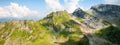 Green caucasus rocky mountain landscape, natural travel background. Banner photo Royalty Free Stock Photo