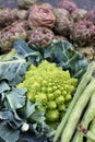 Green cauliflower and other vegetables Royalty Free Stock Photo