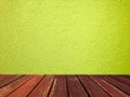 Green Cement Wall With Wooden Floor Royalty Free Stock Photo