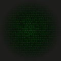 Green centered fading hexadecimal code, vector illustration