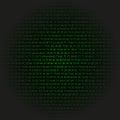 Green centered fading hexadecimal code, vector illustration