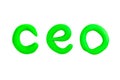 Green CEO, chief executive officer, managing director text, letters made of plasticine, modeling clay vibrant font isolated