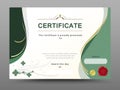 Green certificate template with gold ribbon decorate. vector ill