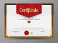 Green certificate template with gold ribbon decorate. Royalty Free Stock Photo