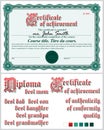 Green certificate. Template. Guilloche. Horizontal Royalty Free Stock Photo