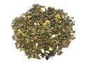 Green Ceylon tea isolated on white background. Photography of tea
