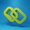 Green Chain link icon isolated on blue background. Link single. Hyperlink chain symbol. Minimalism concept. 3D render Royalty Free Stock Photo