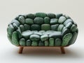 A green chair with a cactus print on it