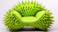 A green chair with spikes on it, AI