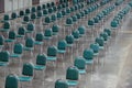 Green Chairs set in rows for ceremony, event or party Royalty Free Stock Photo