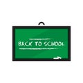 Green chalkboard with back to school text. Perfect for sales banner or poster, school theme, template, etc. Vector eps.10