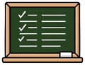 Green chalkboard with a checklist and chalk eraser for educational or planning concepts Royalty Free Stock Photo
