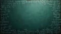Green chalkboard filled with white chalk mathematical formulas Royalty Free Stock Photo