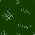 Green chalkboard seamless pattern. Vector schoolboard illustration