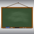 Green chalkboard wood frame rope hanging on nail