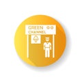 Green channel yellow flat design long shadow glyph icon. Airport terminal checkpoint. Security at entrance. Guard on