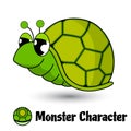 Green characters turtle cute hero or monster in cartoon style isolated Royalty Free Stock Photo