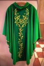 Green chasuble of the catholic priest