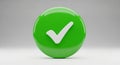 Green Check Mark Button Icon on White Background tick correct Royalty Free Stock Photo
