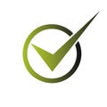 Green Check Mark within Circle Symbol. Approval, Confirmation, and Verification Icon Design Royalty Free Stock Photo