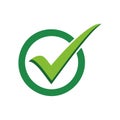 Green Check Mark in Circle Symbol of Success Approval and Validation Icon graphic element Royalty Free Stock Photo