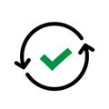 Green check mark in circular arrows sign vector illustration