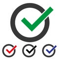 Green check mark icon in a circle. Check list button icon. Check Mark Isolated Flat Web Mobile Icon Vector Sign Symbol Button