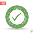 Green check mark icon in a circle. Tick symbol in green color, illustration.