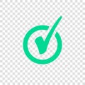 Green Check Mark Icon in Circle. Tick Symbol