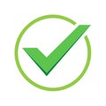 Green Check Mark Icon Inside Circle: Symbol for Approval, Success, Validation Royalty Free Stock Photo