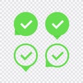 Green check mark icon set. Vector illustration. Royalty Free Stock Photo