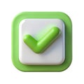 Green Check Mark Icon in Square Shape 3D Rendering Approval Verification Success Royalty Free Stock Photo