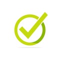 Green Check Mark Inside Circle for Approval and Confirmation, Modern Minimalist Design Royalty Free Stock Photo