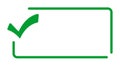 Green check mark in rectangle frame for approval and verification Royalty Free Stock Photo
