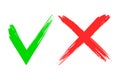 green check mark and red cross, error and correct answer, choose, agree, reject, refusal