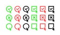 Green check mark and red cross icon set. Circle and square. Tick symbol in green color, vector illustration. Royalty Free Stock Photo