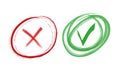 Green check mark, red cross mark icon set. Royalty Free Stock Photo