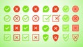 Green check mark and red cross icon. Set of simple icons in flat style Royalty Free Stock Photo