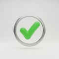 Green check mark in silver circle Royalty Free Stock Photo
