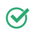 Green check mark vector icon eps10. Green check mark icon in a circle. Tick symbol in green color, vector illustration.n