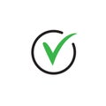 Green check simple icon. Approved Tick sign. Confirm, Done or Accept symbol.