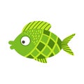 Green Checkered Fantastic Colorful Aquarium Fish, Tropical Reef Aquatic Animal