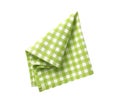 Green checkered towel isolated on white,checked kitchen cloth.Easter decor element