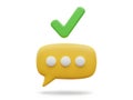 Green checkmark above yellow speech bubble Royalty Free Stock Photo