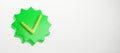Green checkmark badge on light background. 3D Rendering