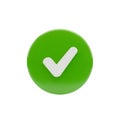 Green checkmark icon on a circular button isolated on transparent background Royalty Free Stock Photo