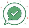 Green checkmark icon in speech bubble for positive message communication and approval Royalty Free Stock Photo