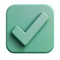 Green Checkmark Icon Square Button. Symbol Of Approval And Confirmation In Digital Interfaces Isolated On Transparent Royalty Free Stock Photo