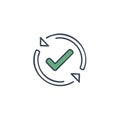 Green Checkmark Inside Rotating Arrows Symbolizes Approval Process Loop Royalty Free Stock Photo